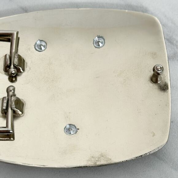 Rhinestone Studded U Letter Initial Monogram Silver Tone Belt Buckle - Picture 9 of 9